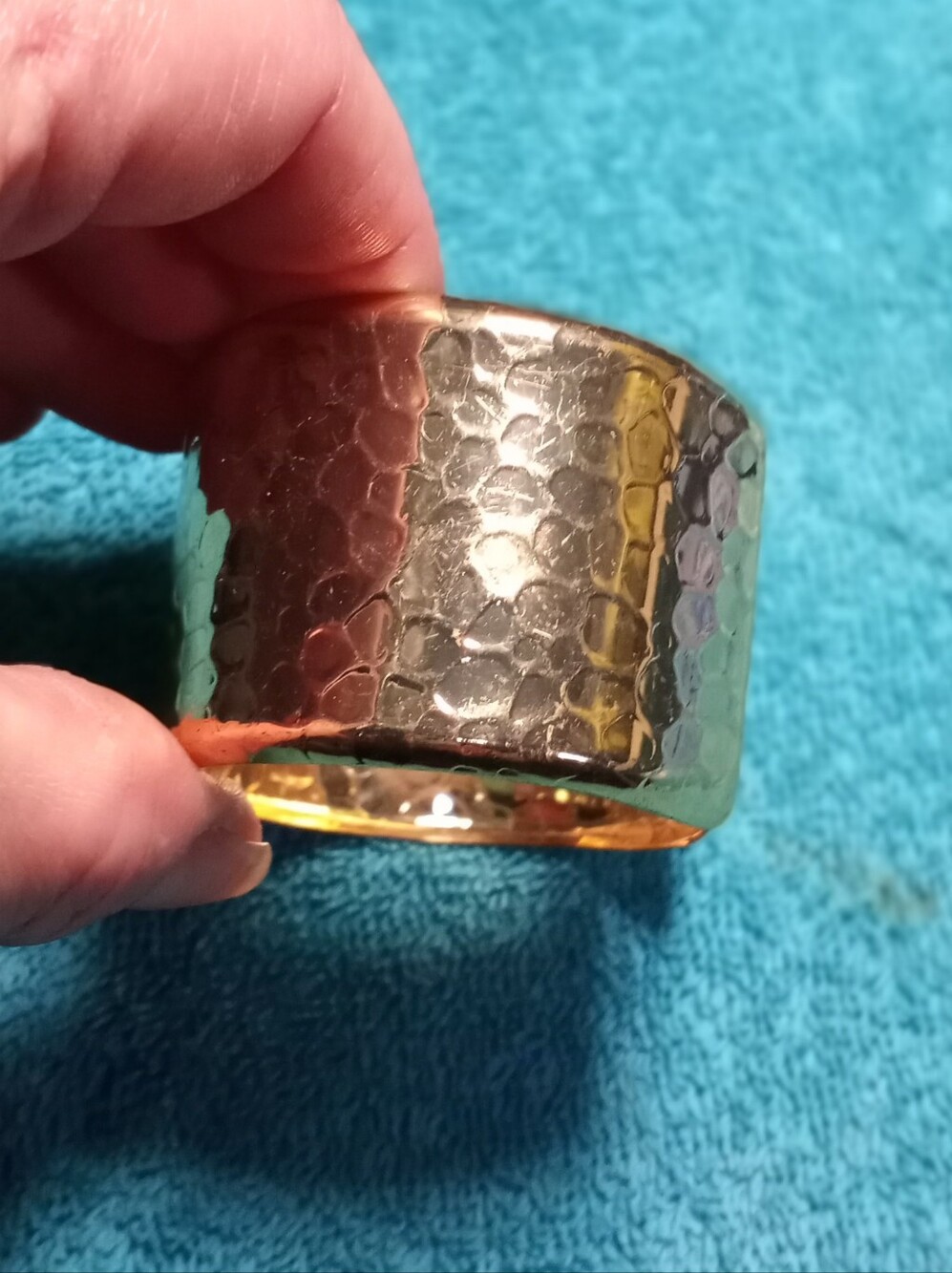 Gold Hammered Wide Cuff Bracelet - Women Jewelry